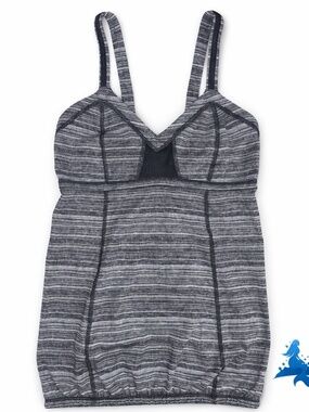1038 lululemon Run: Light Up Striped Tank - 6 - Black/Gray